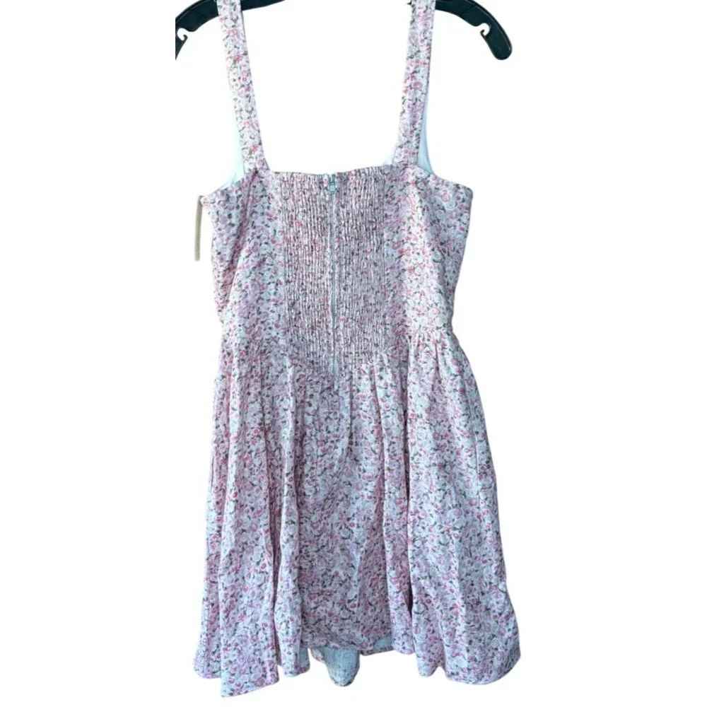 Reformation Daria Print Linen Mini Dress in Pink Combo Size 6 New With Tags - Picture 10 of 13